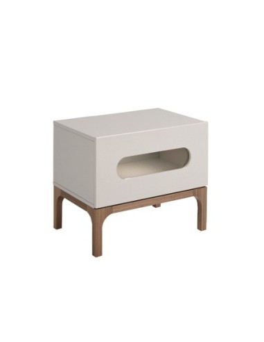 Mesita de noche madera gris y nogal con...