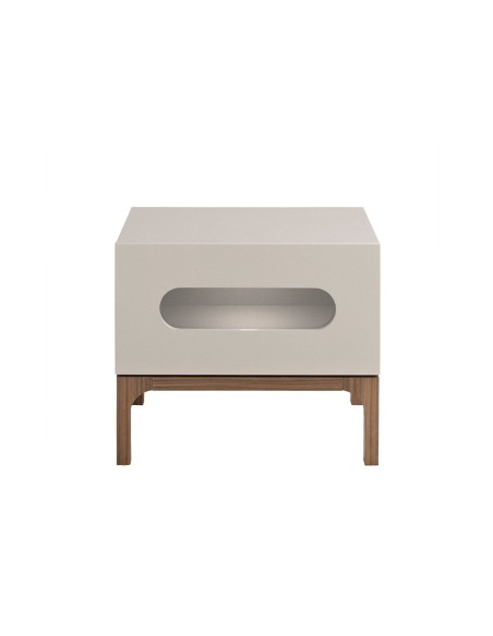 Mesita de noche madera gris y nogal con iluminación interior