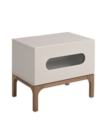 Mesita de noche madera gris y nogal con...