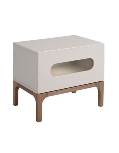 Mesita de noche madera gris y nogal con...