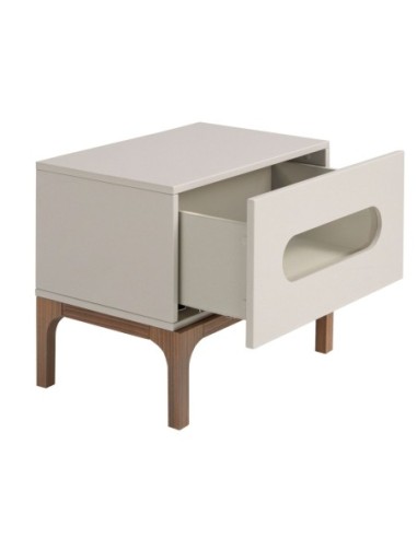 Mesita de noche madera gris y nogal con...