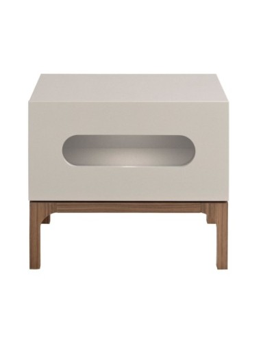 Mesita de noche madera gris y nogal con...