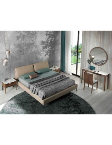 Mesita de noche nogal con tapa de cristal...