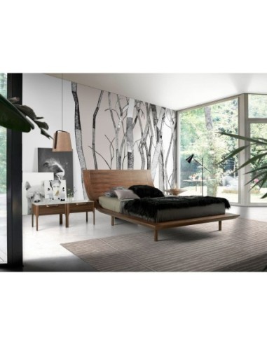 Mesita de noche nogal con tapa de cristal...