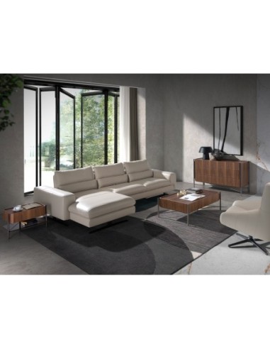 Mesita de noche nogal y acero oscuro