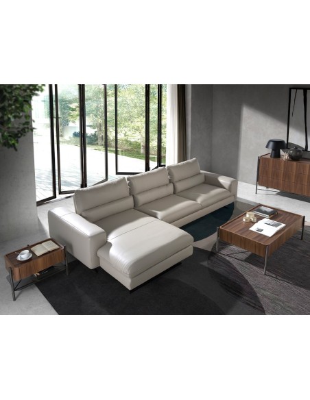 Mesita de noche nogal y acero oscuro