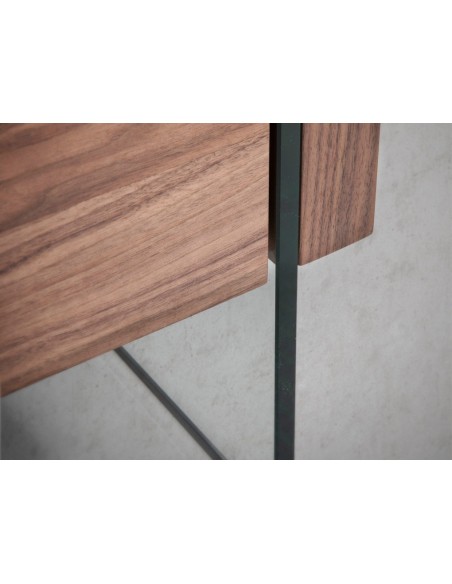 Mesita de noche nogal y cristal templado