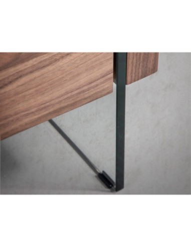 Mesita de noche nogal y cristal templado