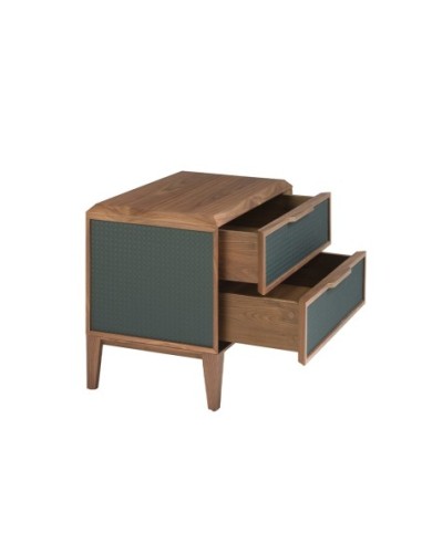 Mesita de noche pvc verde oscuro y nogal