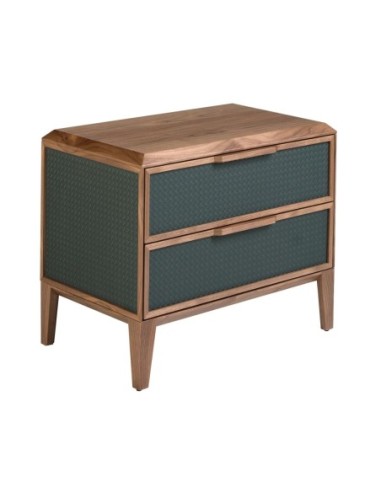 Mesita de noche pvc verde oscuro y nogal