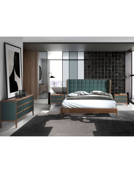 Mesita de noche pvc verde oscuro y nogal