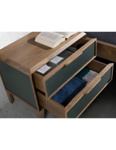 Mesita de noche pvc verde oscuro y nogal