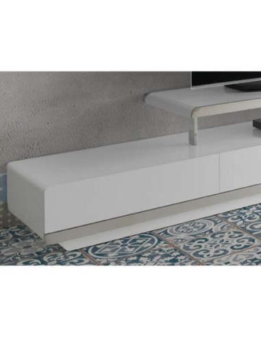 Mueble TV madera blanco y base acero cromado