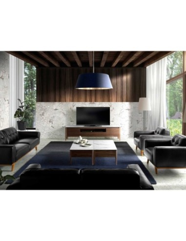 Mueble TV nogal con tapa de cristal imitación...