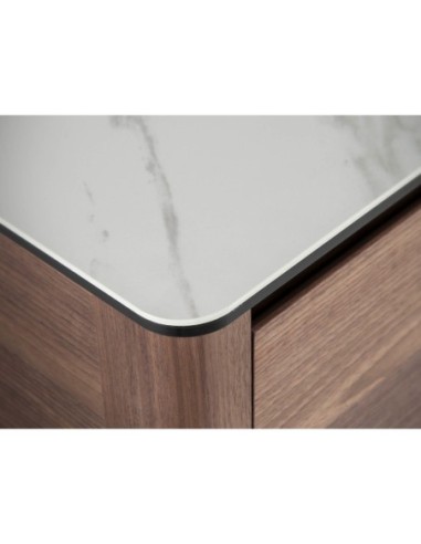 Mueble TV nogal con tapa de cristal imitación...