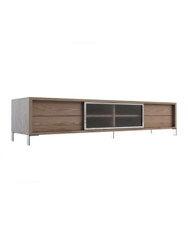 Mueble TV nogal y acero cromado