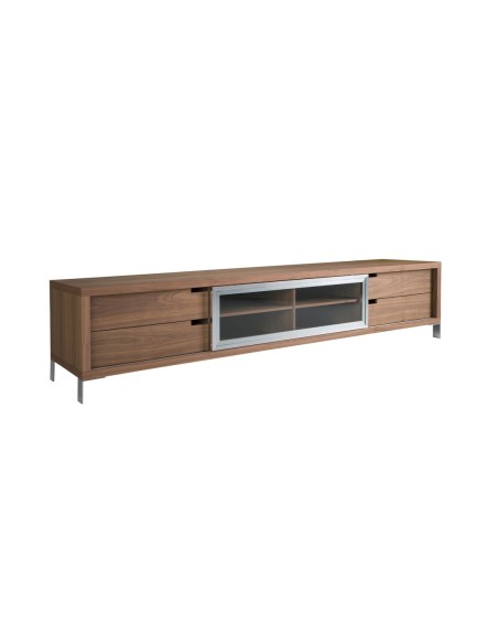 Mueble TV nogal y acero cromado