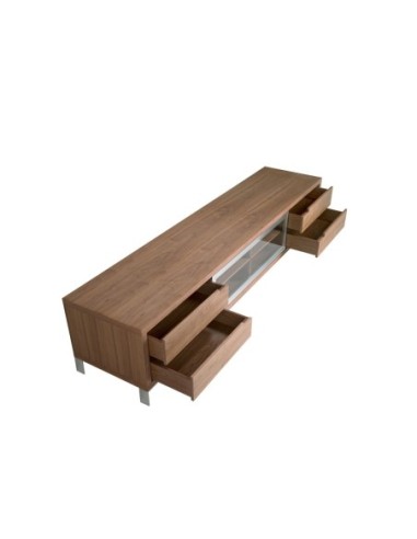 Mueble TV nogal y acero cromado
