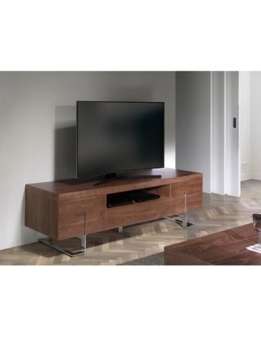 Mueble TV nogal y acero cromado