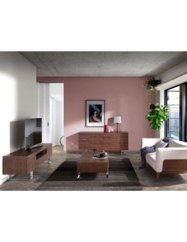 Mueble TV nogal y acero cromado