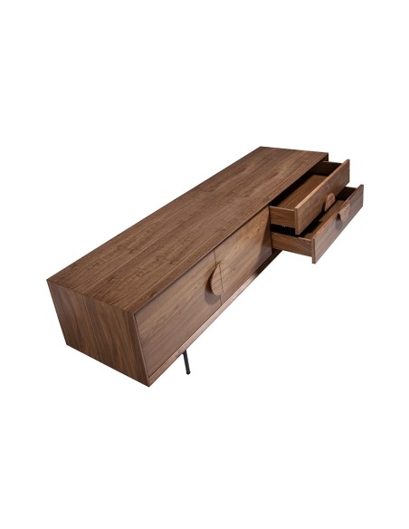 Mueble TV nogal y acero negro