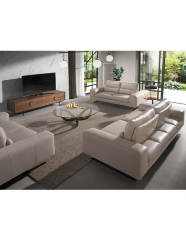 Mueble TV nogal y acero negro