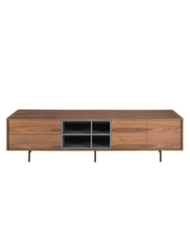 Mueble TV nogal y acero negro