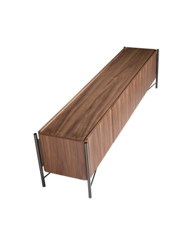Mueble TV nogal y acero oscuro