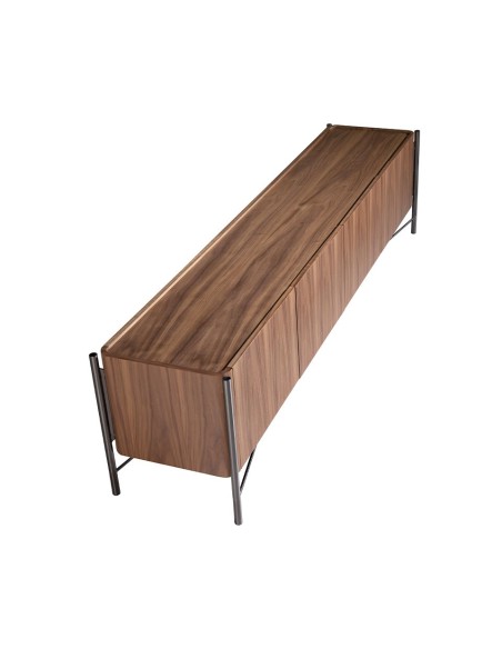 Mueble TV nogal y acero oscuro