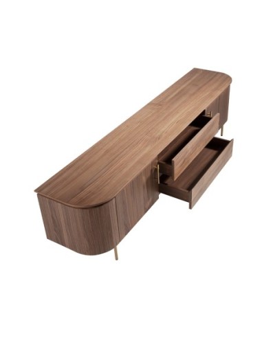 Mueble TV nogal y acero pulido dorado