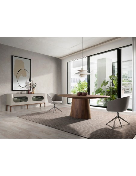 Silla giratoria tela gris claro