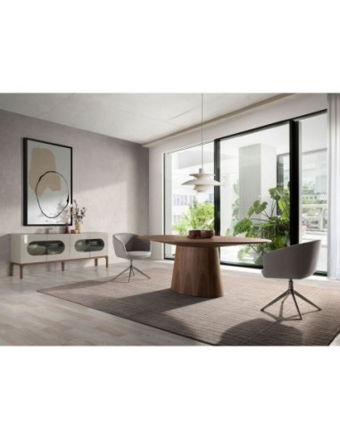 Silla giratoria tela gris claro