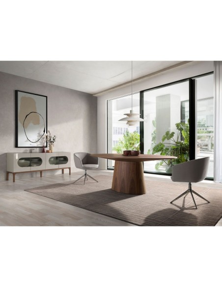 Silla giratoria tela gris claro