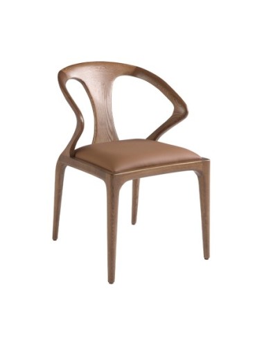 Silla nogal y polipiel marrón