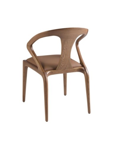 Silla nogal y polipiel marrón