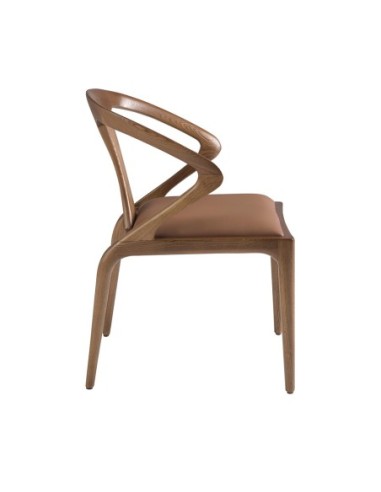 Silla nogal y polipiel marrón