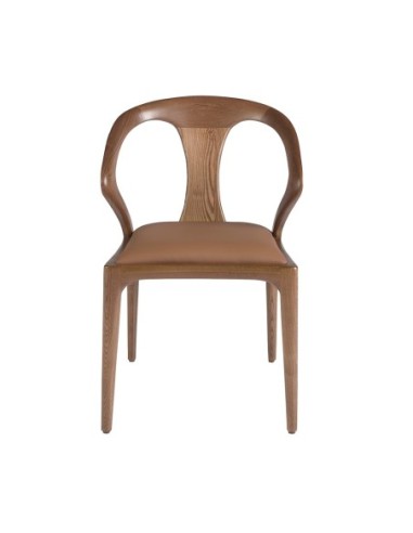 Silla nogal y polipiel marrón