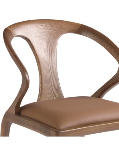 Silla nogal y polipiel marrón