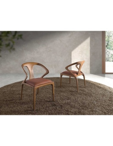 Silla nogal y polipiel marrón