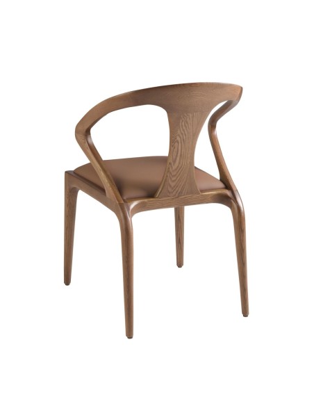 Silla nogal y polipiel marrón