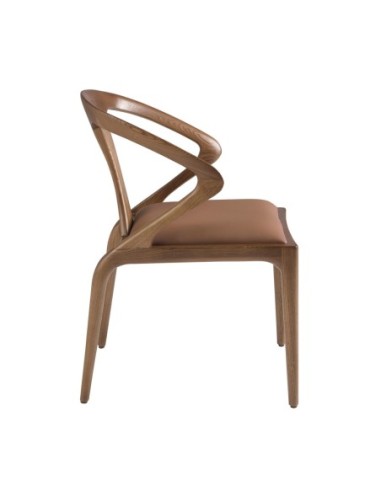 Silla nogal y polipiel marrón