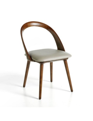 Silla nogal y polipiel visón