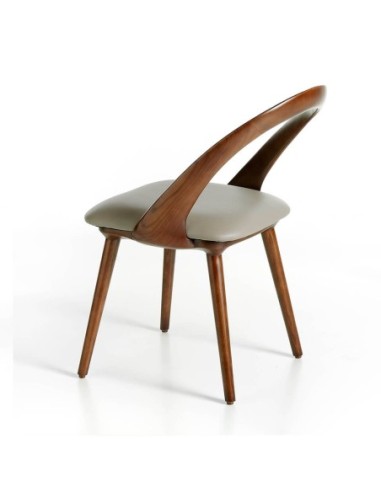 Silla nogal y polipiel visón