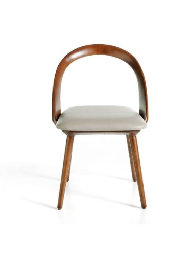 Silla nogal y polipiel visón