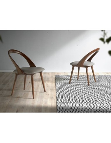 Silla nogal y polipiel visón