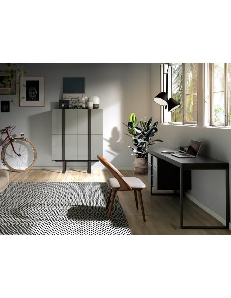 Silla nogal y polipiel visón