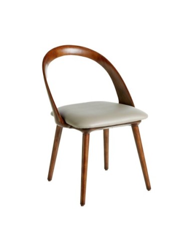 Silla nogal y polipiel visón