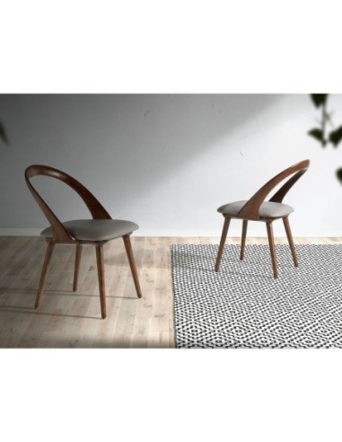 Silla nogal y polipiel visón