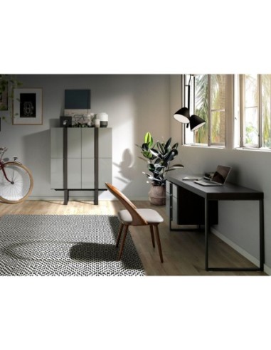 Silla nogal y polipiel visón