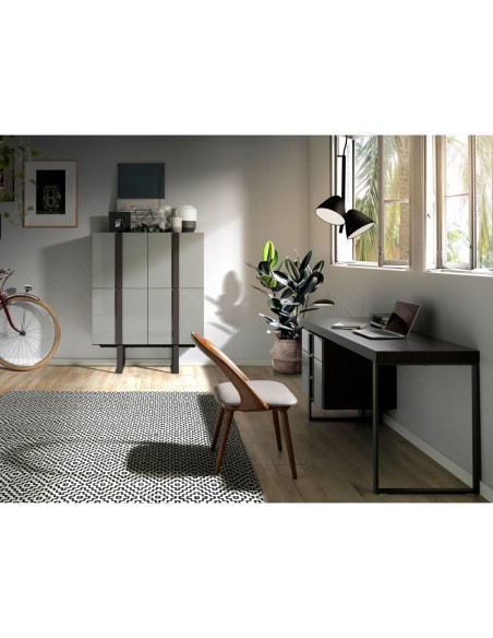 Silla nogal y polipiel visón